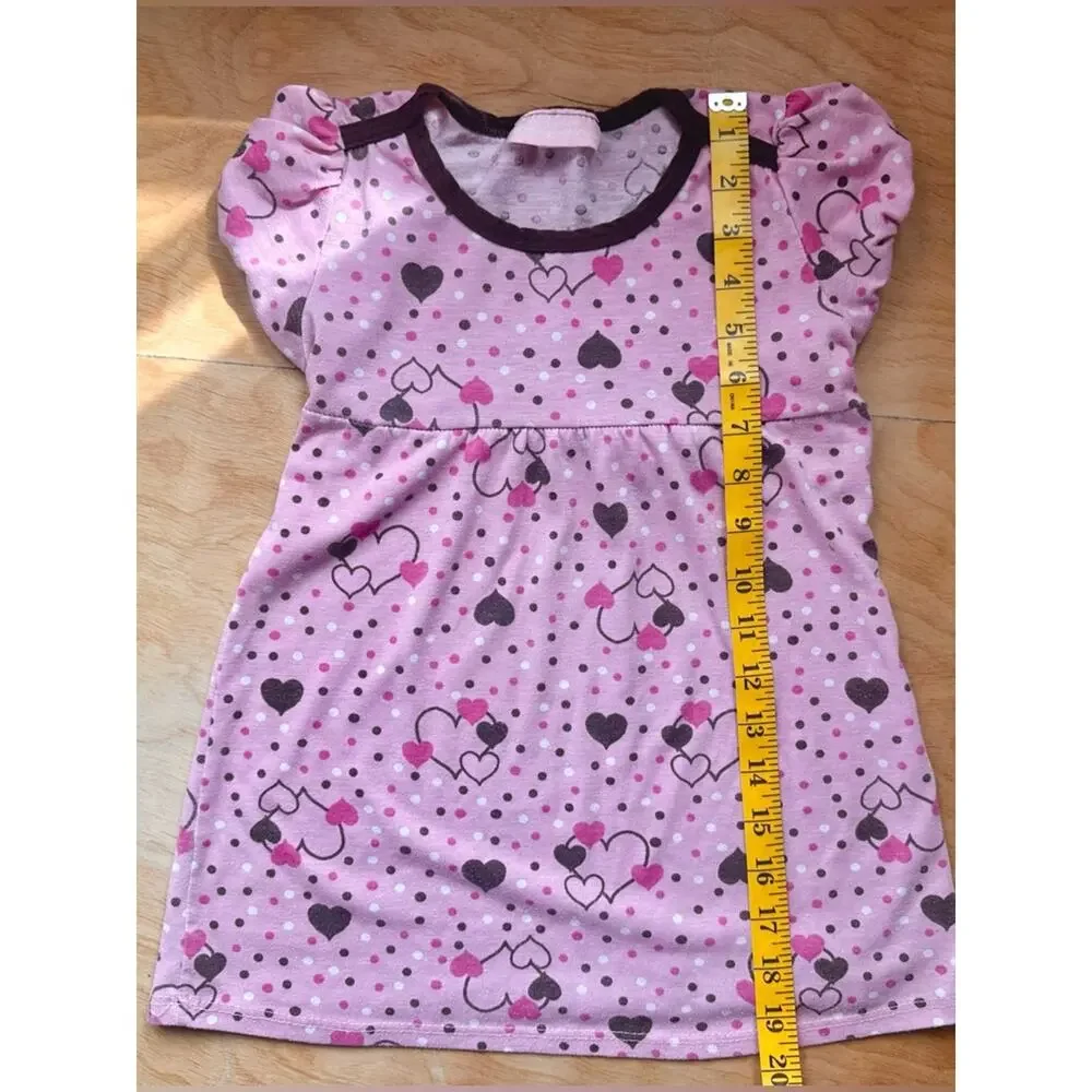Vintage Kids Headquarters Toddler Girls Pink Heart Dress Size 6X Short Sleeve